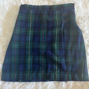 lands end green plaid skirt